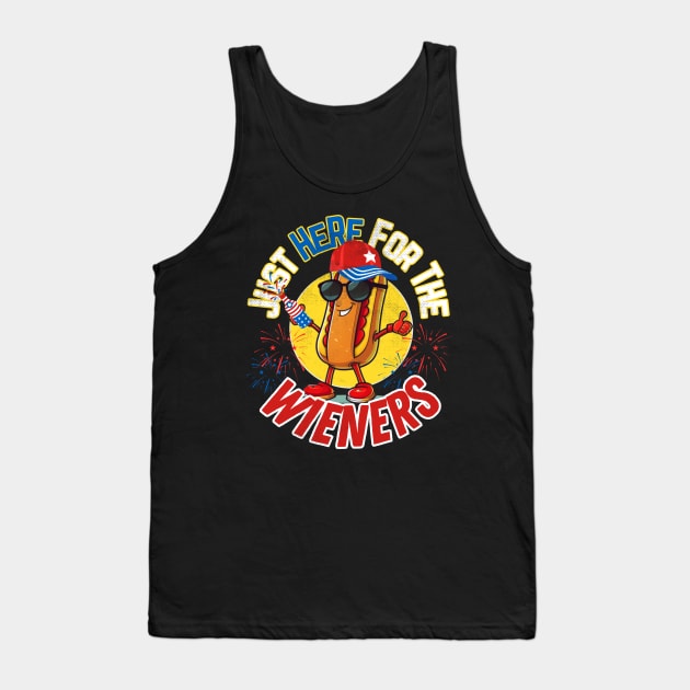 Hot Dog I'm Just Here For The Wieners 4Th Of July Tank Top by IYearDesign
